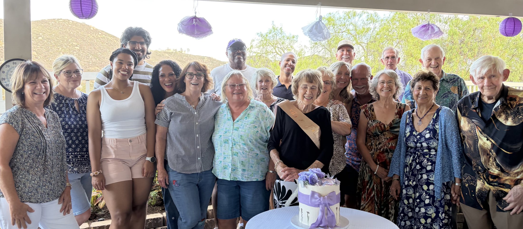 Neighbors gathered at a backyard celebration in La Mesa