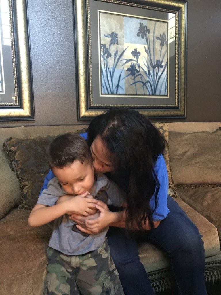 Family photo shared by Patricia: a hug with a grandson